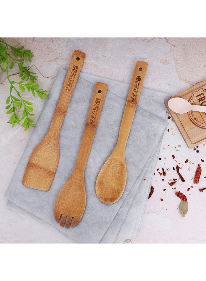 Royalford 3-Piece Bamboo Kitchen Tools Brown 30X6X2.7cm - Image 4