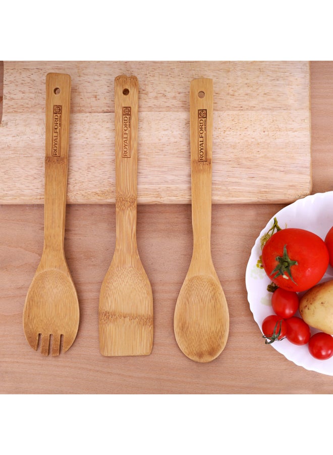 Royalford 3-Piece Bamboo Kitchen Tools Brown 30X6X2.7cm - Image 3