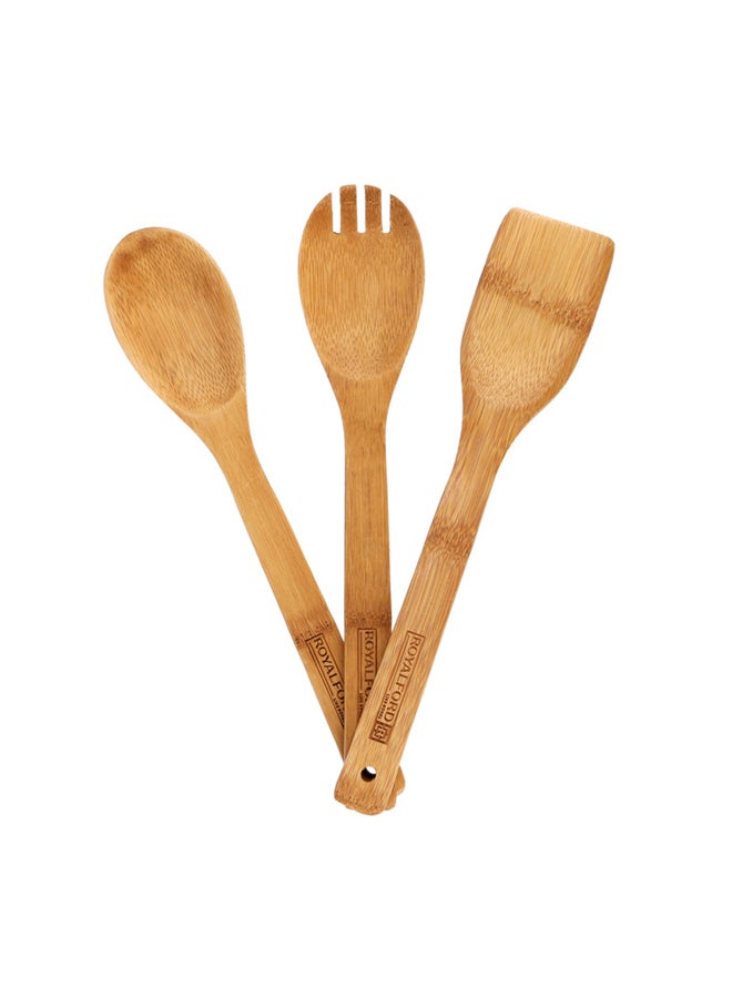 Royalford 3-Piece Bamboo Kitchen Tools Brown 30X6X2.7cm - Image 1