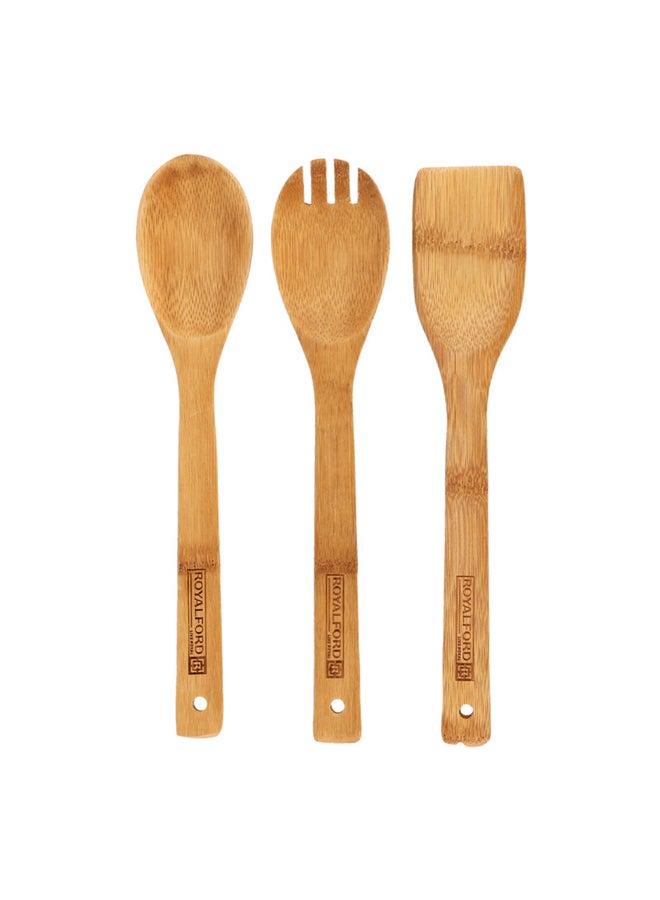 Royalford 3-Piece Bamboo Kitchen Tools Brown 30X6X2.7cm - Image 2