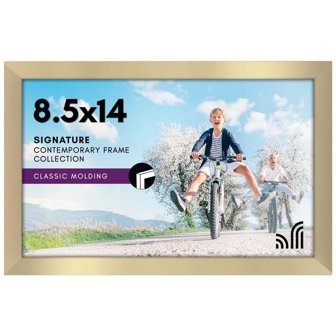 85X14 PICTURE FRAME WITH SHATTERRESISTANT GLASS SIGNATURE COLLECTION GALLERYSTYLE FRAMES MADE OF ENGINEERED WOOD PHOTO FRAME FOR WALL DISPLAY GOLD
