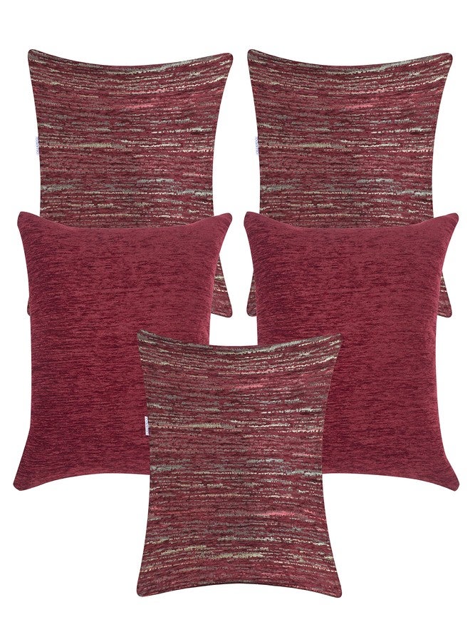 كازيمو مجموعة أغطية وسائد مستطيلة من قماش الجاكار من كازيمو، 5 قطع | مضادة للحساسية | قابلة للغسل | أغطية وسائد أريكة ديوان لا تبهت، مناسبة لغرفة النوم وغرفة المعيشة (16 × 16 بوصة، لون عنابي) - Image 2