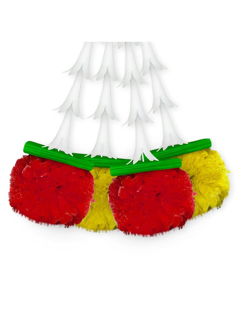 iHandikart iHandikart Marigold Jasmine Garland with Rajnigandha Flower in The Bottom Used for Festival DecorationOffice Home Diwali Decoration Size 28 Inches Colour Yellow Red Pack of 10 3330710  - Image 4