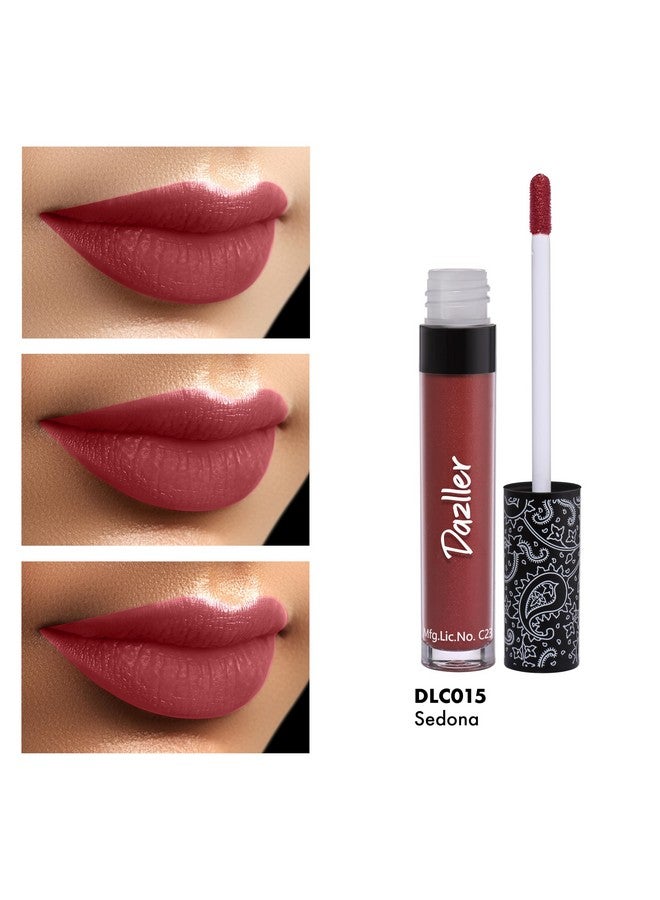 دازلير أحمر شفاه يدوم طوال اليوم | زبدة الكوكوم المرطبة | لا يزول ولا يلطخ | يدوم لمدة 8 ساعات | أحمر شفاه سائل للنساء | Dlc015 سيدونا | 6 جرام - Image 5