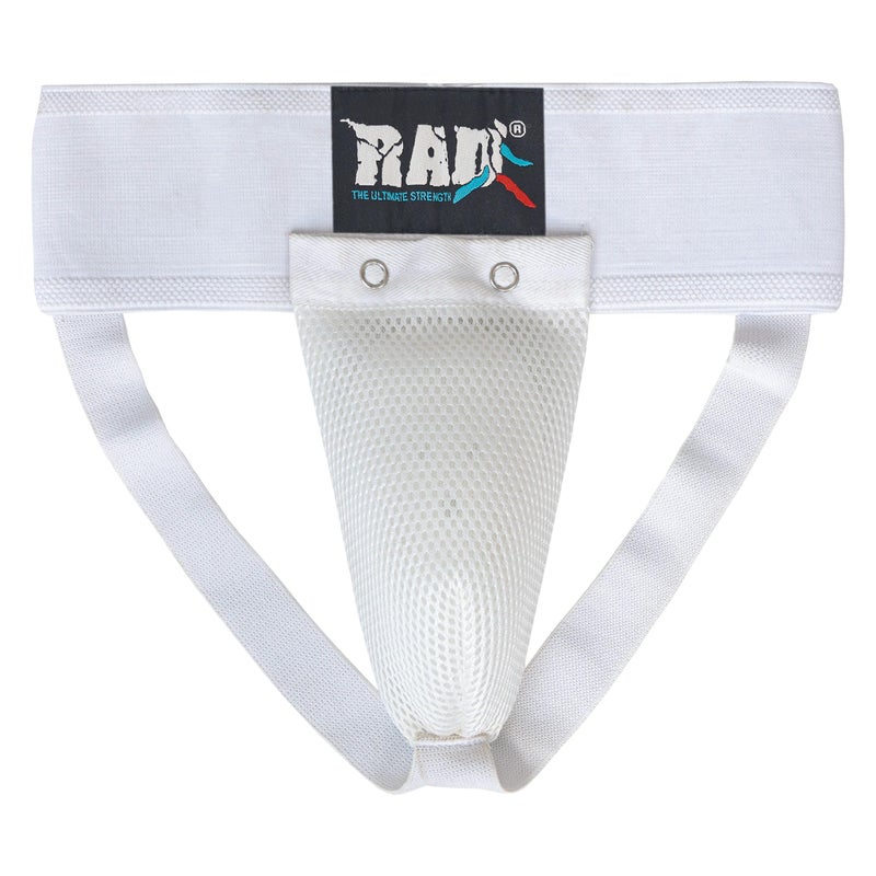 RAD Groin Guard for Men â€“ White â€“ Medium | MMA, Boxing, Muay Thai & Martial Arts Athletic Cup with Removable Protective Cup - Image 1