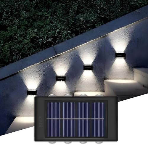 Btag Sun-Powered Up & Down LED Wall Light for Outdoor Use – 8 LED Waterproof Patio Light, Eco-Friendly Sunlight Powered Lamp for Home, Garden, Garage, and Balcony – Pack of 1 (SL009) - Image 1
