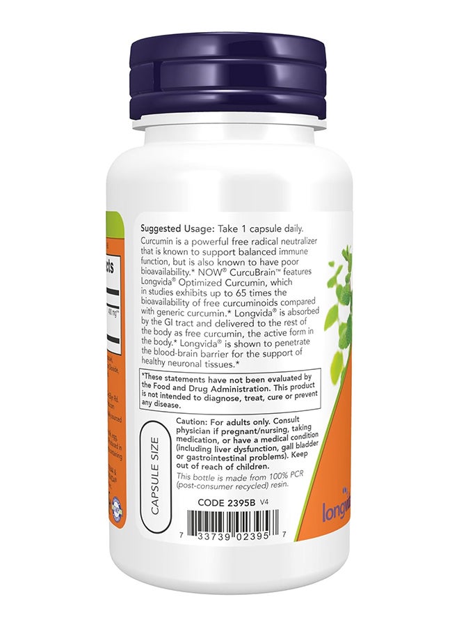 now Curcubrain Cognitive Support 50 Vegetarian Supplement By Royalista Ron 400 Mg - Image 3