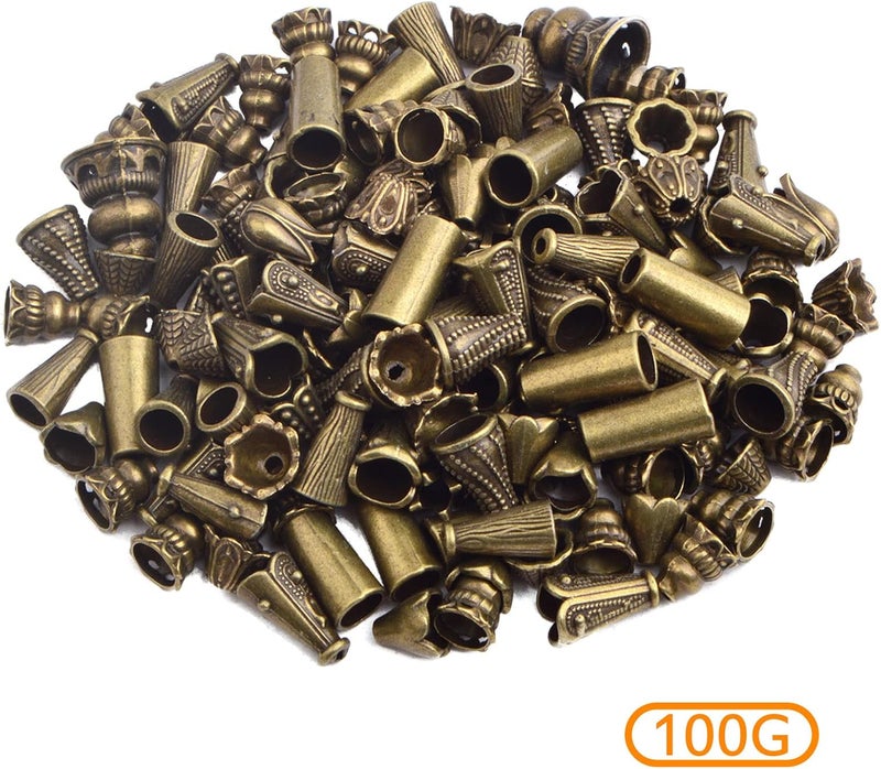 BronaGrand 100 Gram Assorted Styles Column Spacer Beads Tibetan Alloy Barrel Tube Loose Spacer Beads Craft Supplies for DIY Bracelet Necklace Jewelry Craft Making, Antique Bronze - Image 2