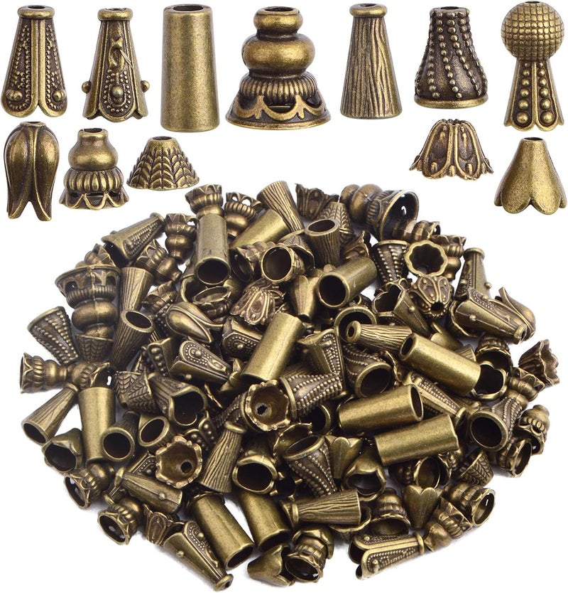 BronaGrand 100 Gram Assorted Styles Column Spacer Beads Tibetan Alloy Barrel Tube Loose Spacer Beads Craft Supplies for DIY Bracelet Necklace Jewelry Craft Making, Antique Bronze - Image 1