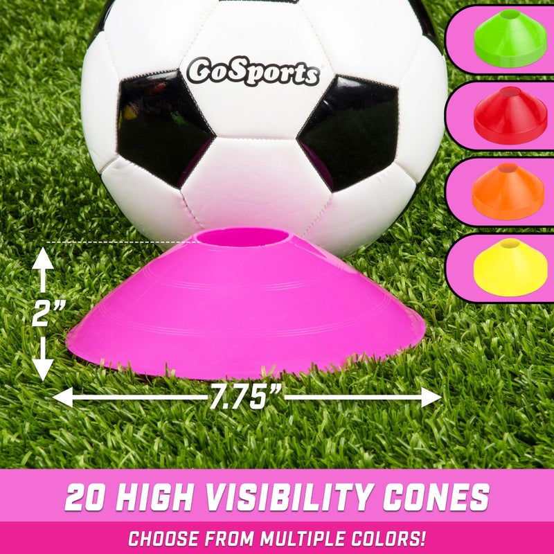 GoSports Premium Sports Cones for Agility Training and Drills - 20 Pack with Tote - Pink - Image 2