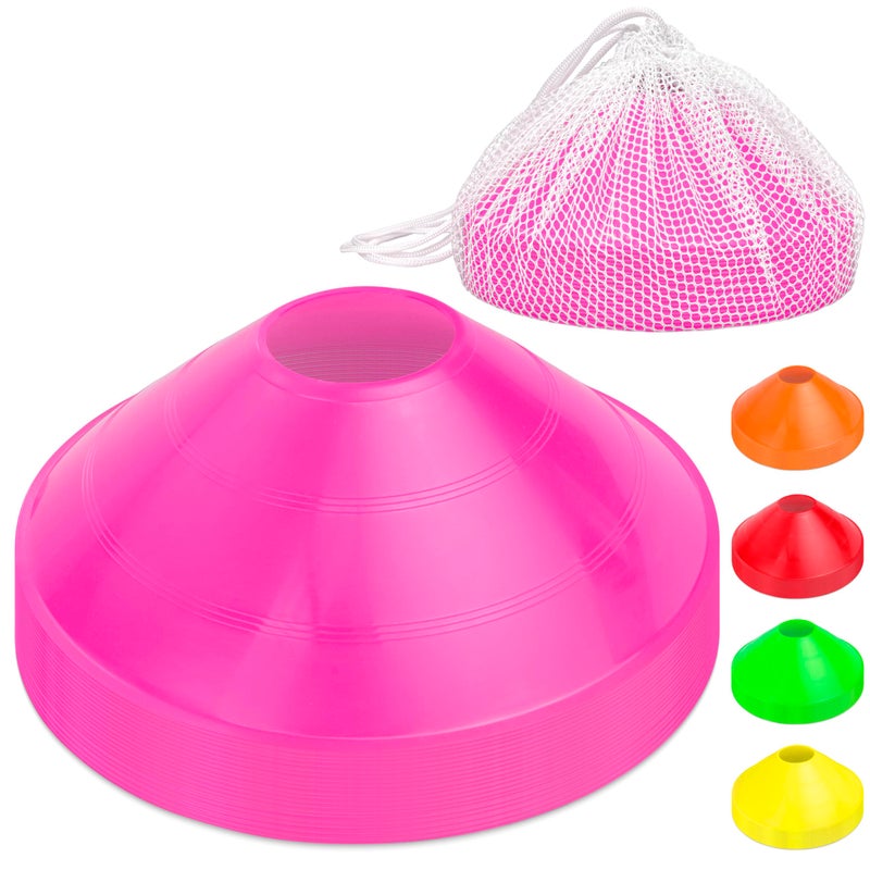 GoSports Premium Sports Cones for Agility Training and Drills - 20 Pack with Tote - Pink - Image 1