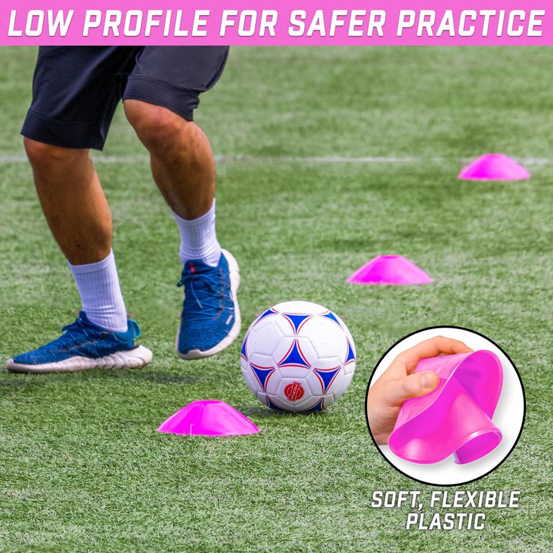 GoSports Premium Sports Cones for Agility Training and Drills - 20 Pack with Tote - Pink - Image 4