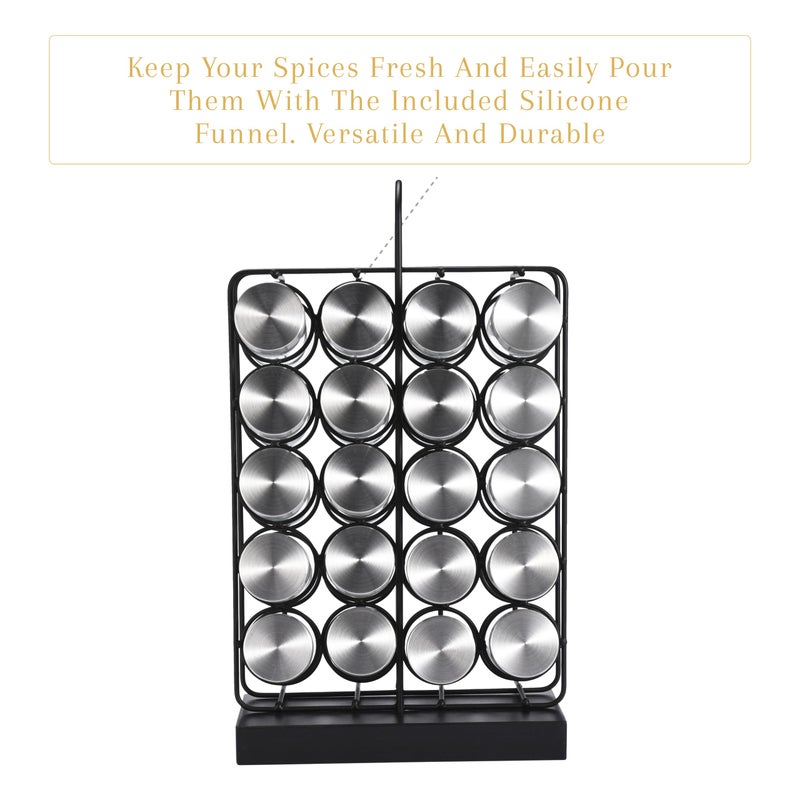 2 Lb. Depot 2LB Depot Spice Organizer - Airtight Glass Jars for Easy Storage - Stackable Spice Storage with Silicone Funnel for Mess-Free Pouring and Storing - Keep Your Spices Fresh and Organized - Black - Image 3