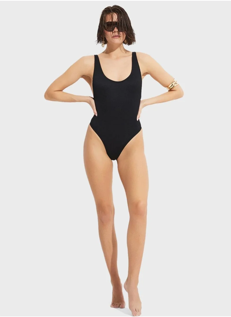 JUNE Square Neck High Leg Swimsuit