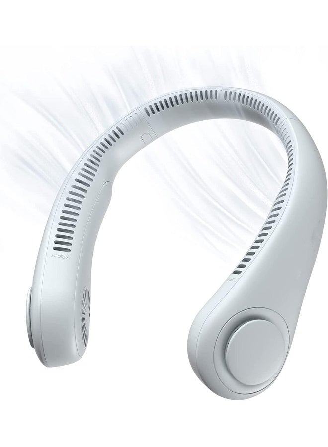 Generic HAIZHUN Portable Neck Fan with Unique Back Motor, Bladeless Rechargeable Neck Cooler for Women, Leafless Hanging Neck Fan with 3 Speeds (White)  - Image 1