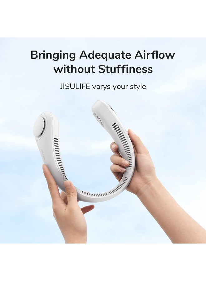 Generic HAIZHUN Portable Neck Fan with Unique Back Motor, Bladeless Rechargeable Neck Cooler for Women, Leafless Hanging Neck Fan with 3 Speeds (White)  - Image 3
