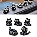 TSTESE 5PCS Black Car Cute Cat Decor Rearview Mirror Decorations Dashboard Truck Interior Charms Cartoon Ornaments Decorate Funny Pussy Figure Gifts RV Animals Decors Creative Universal Trim Accessories - Image 2