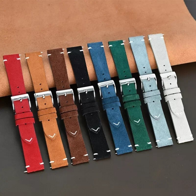 Bluejw Lionorm Quick Release Genuine Suede Leather Watch Band – Replace the Watch Strap for 16mm 18mm 20mm 22mm Watches, Premium Replacement Strap - Image 2