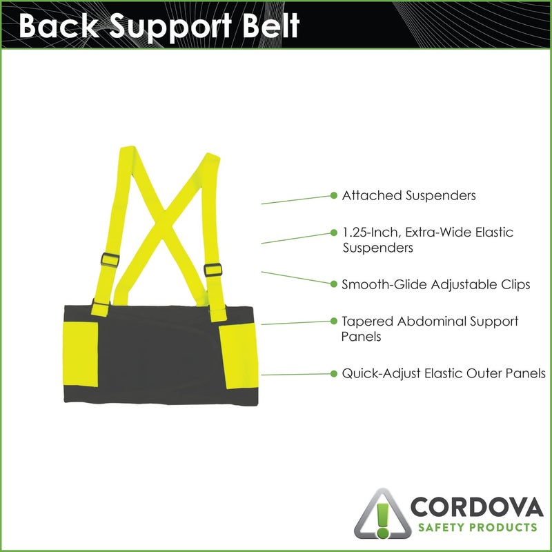 Cordova Back Support Belt with Attached Suspenders Quick Adjust Elastic Outer Panels - Image 2