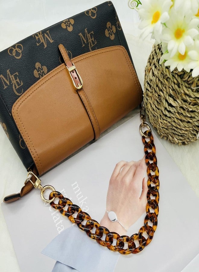 Havique Purse Chain Strap Bag Chain for Handbags Replacement Shoulder Straps Purse Handles Extender Charms, Acrylic Leopard Print 16" - Image 3