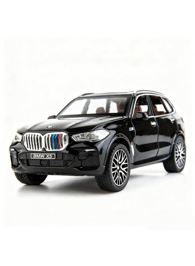 BMW X5 SUV 1:32 Scale Zinc Alloy Pull Back Model Car Toy with Sound and Light, Black - Image 1
