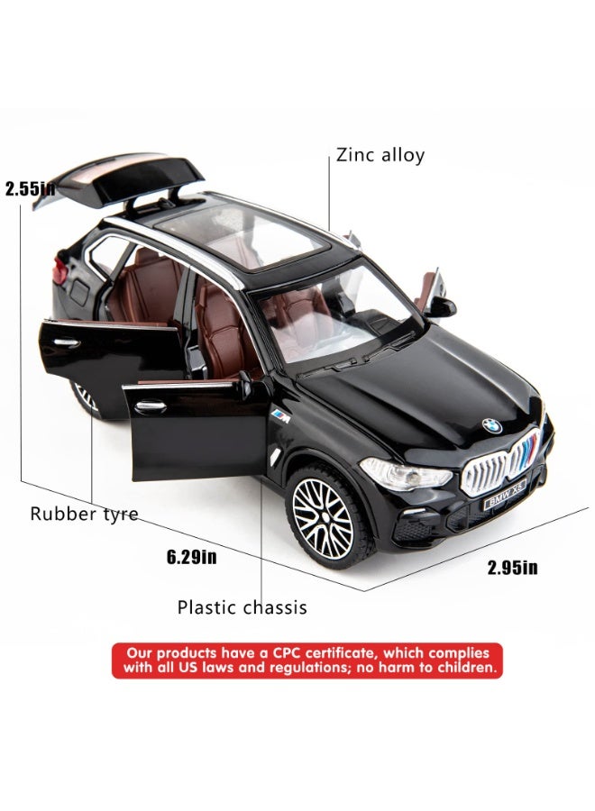 BMW X5 SUV 1:32 Scale Zinc Alloy Pull Back Model Car Toy with Sound and Light, Black - Image 2