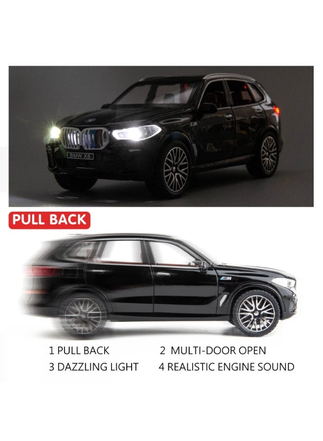BMW X5 SUV 1:32 Scale Zinc Alloy Pull Back Model Car Toy with Sound and Light, Black - Image 3