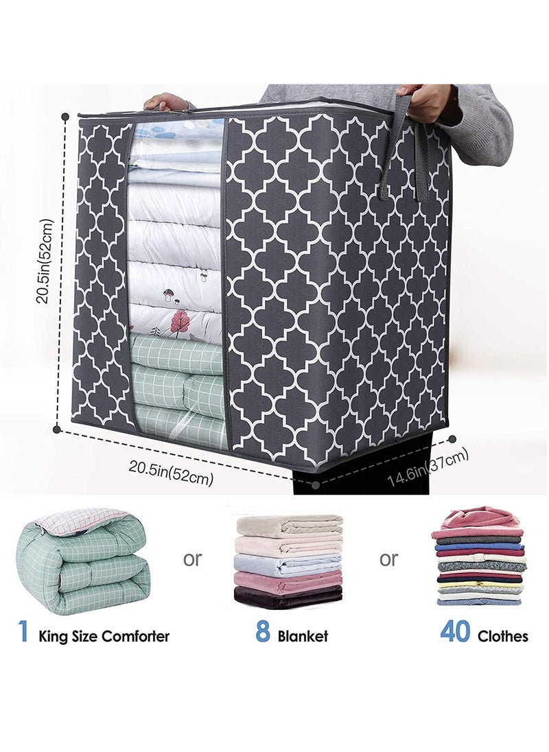 HomarKet 2-Piece Large Foldable Storage Bag Clothes Organizer With Reinforced Handle Grey 100L  - Image 2
