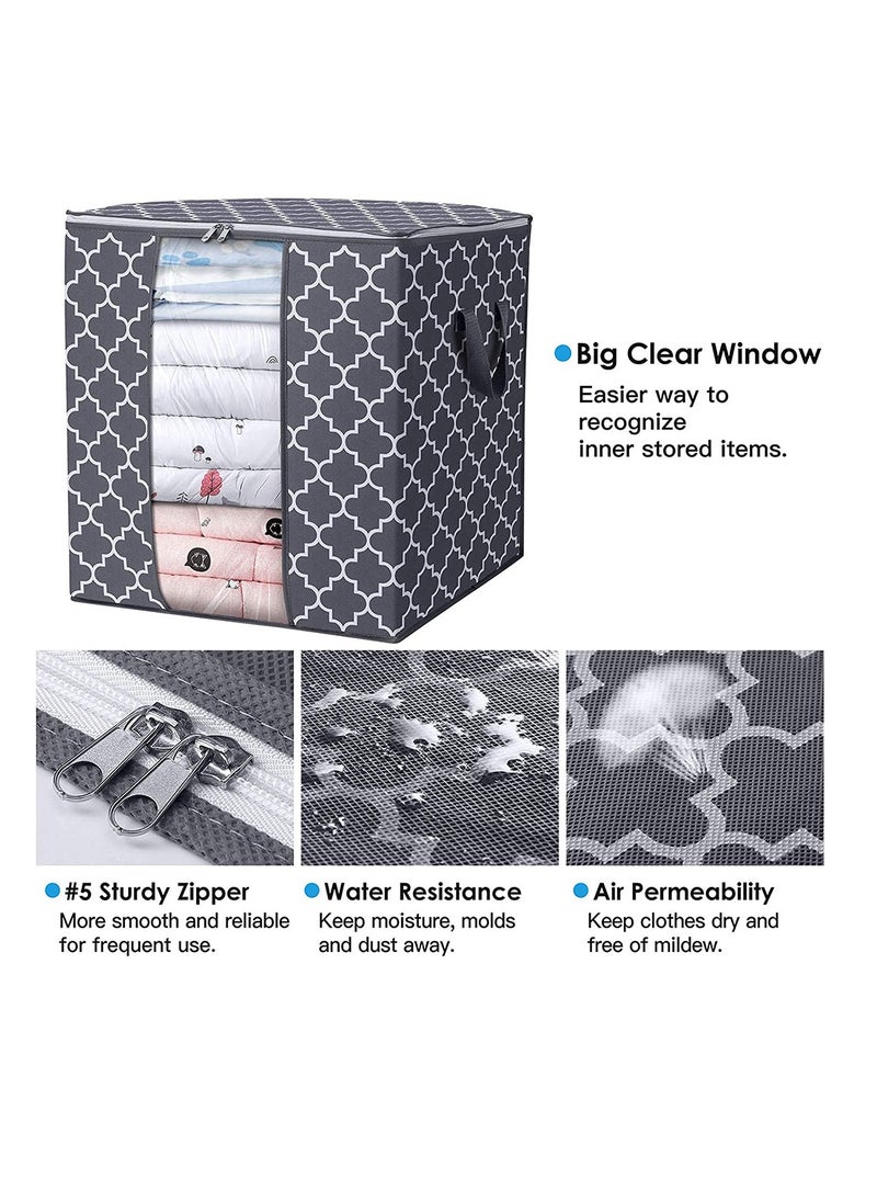 HomarKet 2-Piece Large Foldable Storage Bag Clothes Organizer With Reinforced Handle Grey 100L  - Image 3