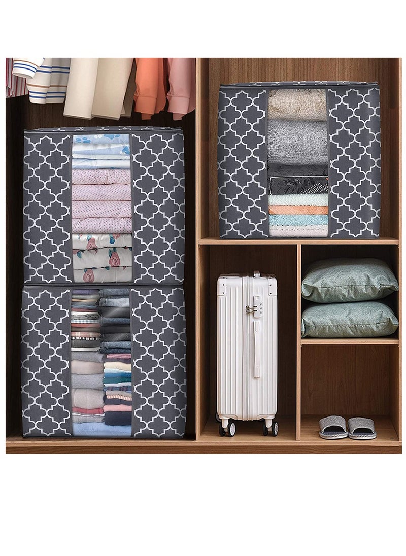 HomarKet 2-Piece Large Foldable Storage Bag Clothes Organizer With Reinforced Handle Grey 100L  - Image 4
