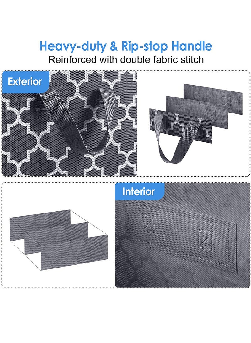 2-Piece Large Foldable Storage Bag Clothes Organizer With Reinforced Handle Grey 100L