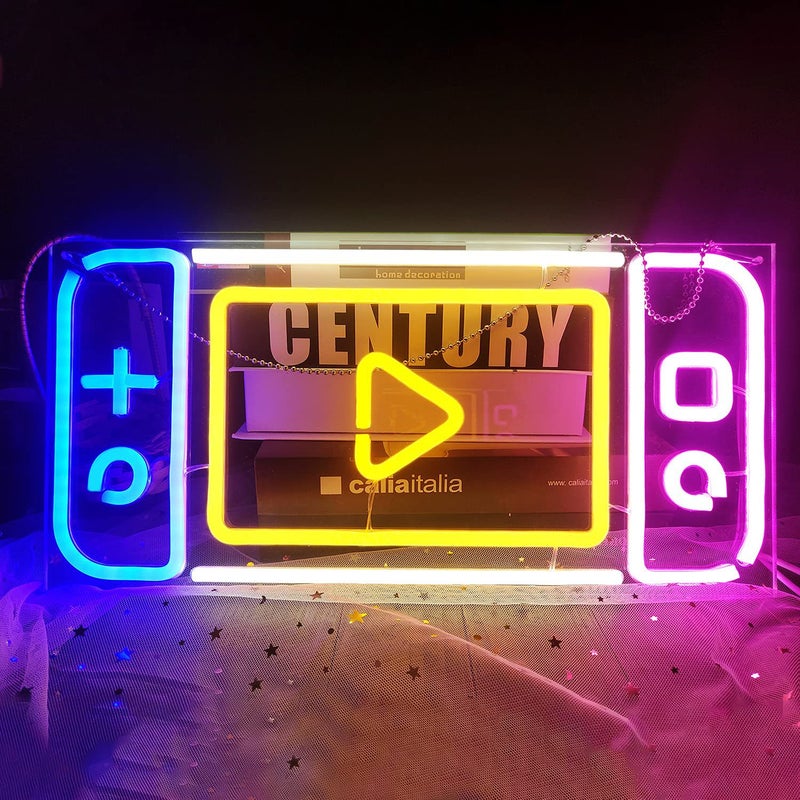 Generic Amazon cross-border neon light game console handle backboard LED creative logo mushroom atmosphere decorative light manufacturer 41x27cm - Image 2