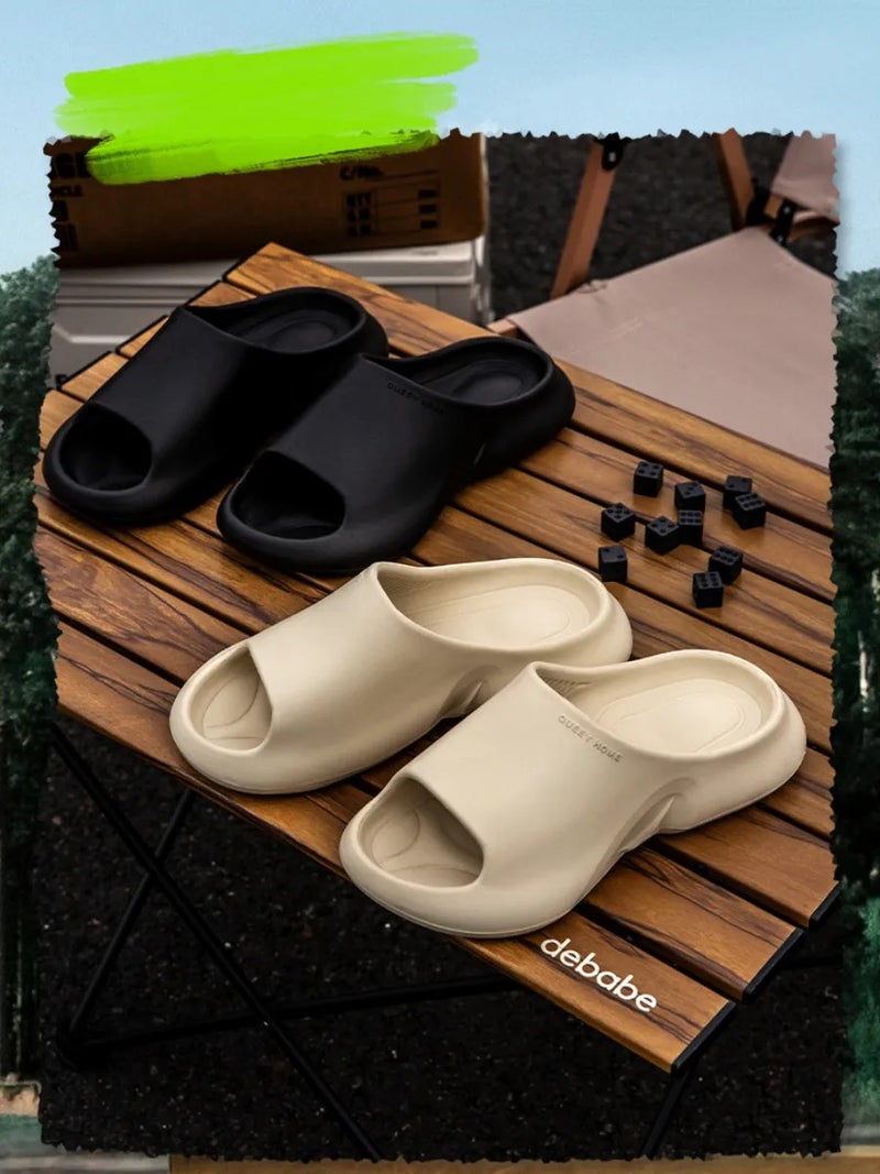 Unisex Black EVA Cloud Slides, Thick Sole Anti-Slip Slippers, Waterproof & Soft Indoor/Outdoor Footwear for Summer - Image 5