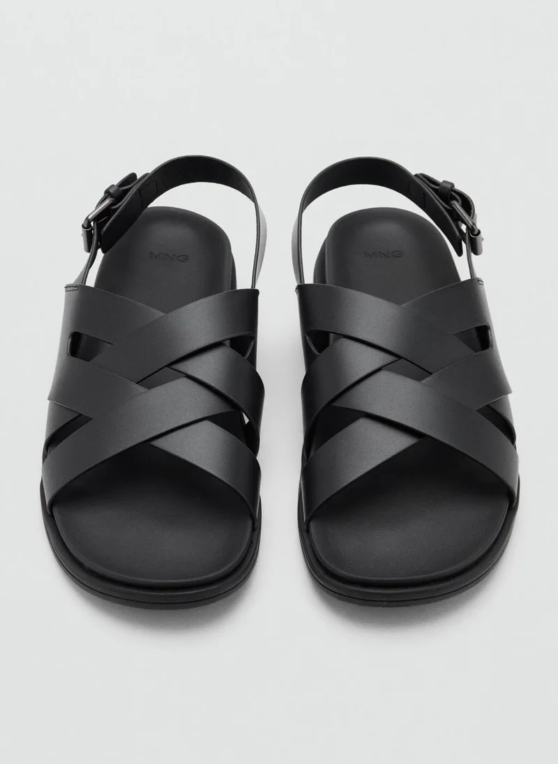 Mango Man  Cross-strap leather sandals for Men | Best Price UAE
