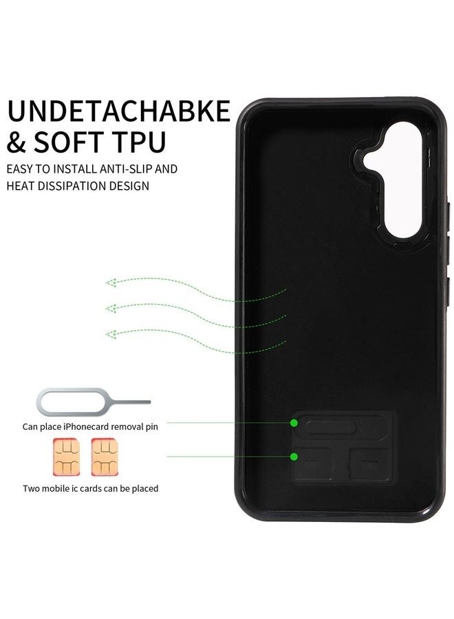Case Cover For Samsung Galaxy A54 5G Calf Texture Card Slot Ring Holder Phone Case(Black)