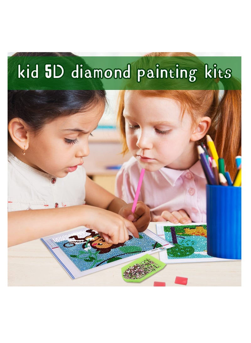 SYOSI 4 Pcs 5D Diamond Painting Kit for Kids, Full Drill Painting by Number Kits for Beginners DIY Diamond Rhinestone Art Craft Set for Decor Gift - Image 4