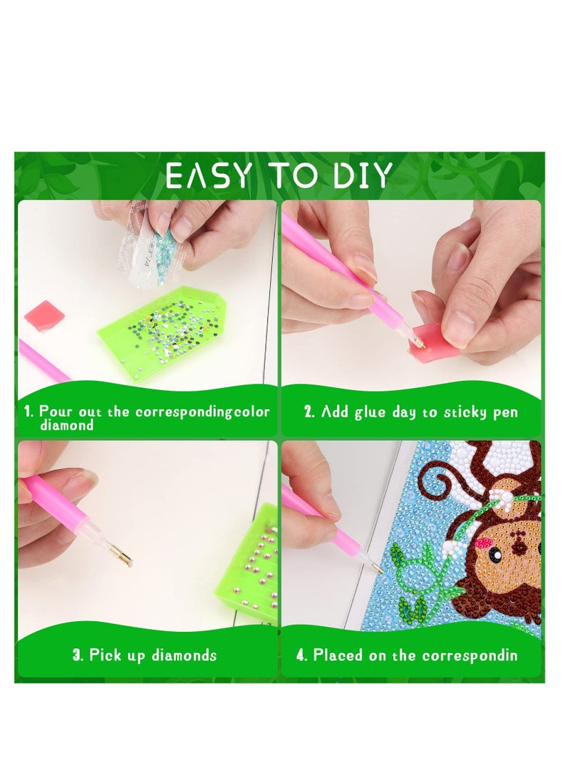 SYOSI 4 Pcs 5D Diamond Painting Kit for Kids, Full Drill Painting by Number Kits for Beginners DIY Diamond Rhinestone Art Craft Set for Decor Gift - Image 3