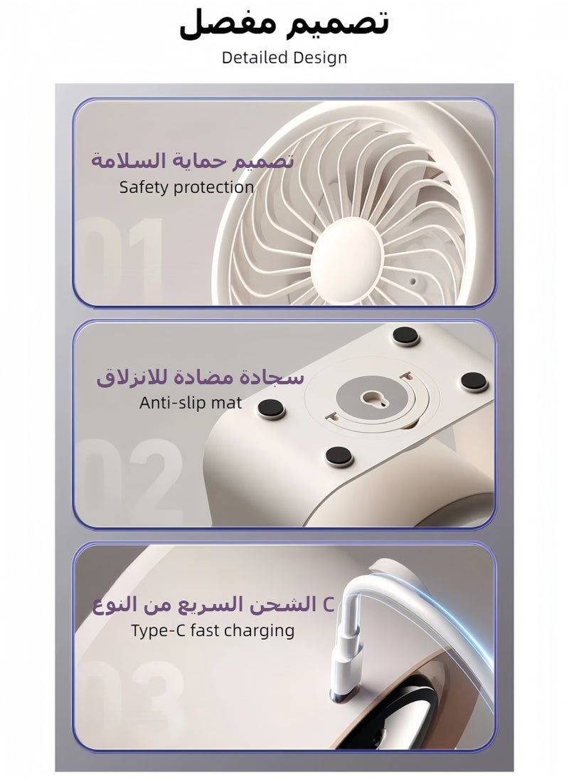 Generic - Advanced Small Indoor Air Circulation Desktop Fan With Digital Display, With 7 Leaf Blades, Table Fan With 100 Speed Control, Usb Rechargeable Portable Fan For Travel - Image 1