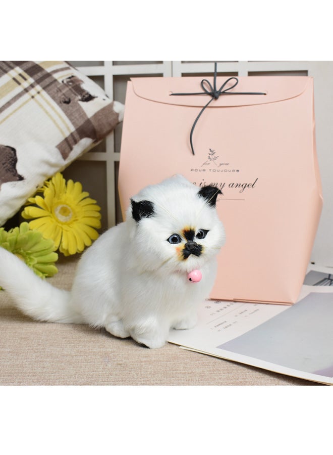 Realistic Calling Cat Plushie Toy Animal Model Ornament Cute Pet Birthday Gift For Girlfriend-Color:Hair-like Monkey Face Cat (gift Box) - Image 1