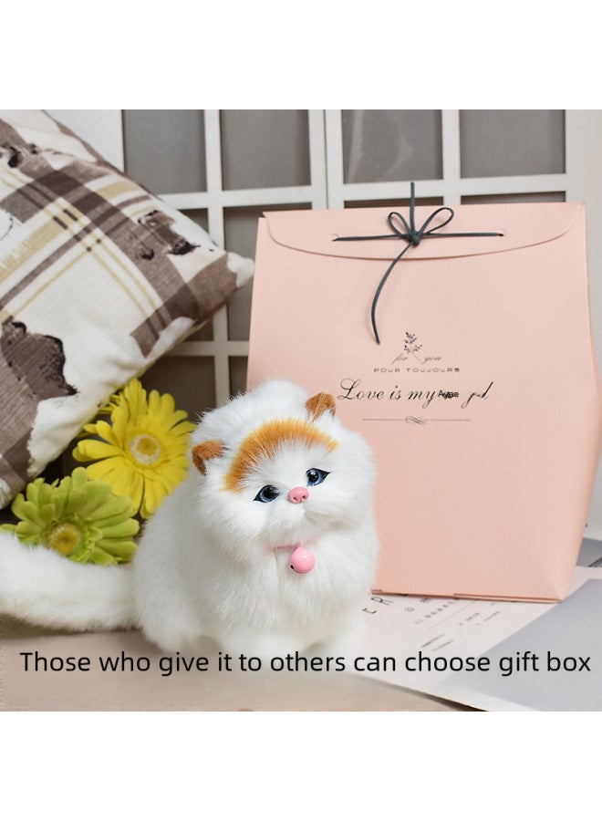 Realistic Calling Cat Plushie Toy Animal Model Ornament Cute Pet Birthday Gift For Girlfriend-Color:Hair-like Monkey Face Cat (gift Box) - Image 5