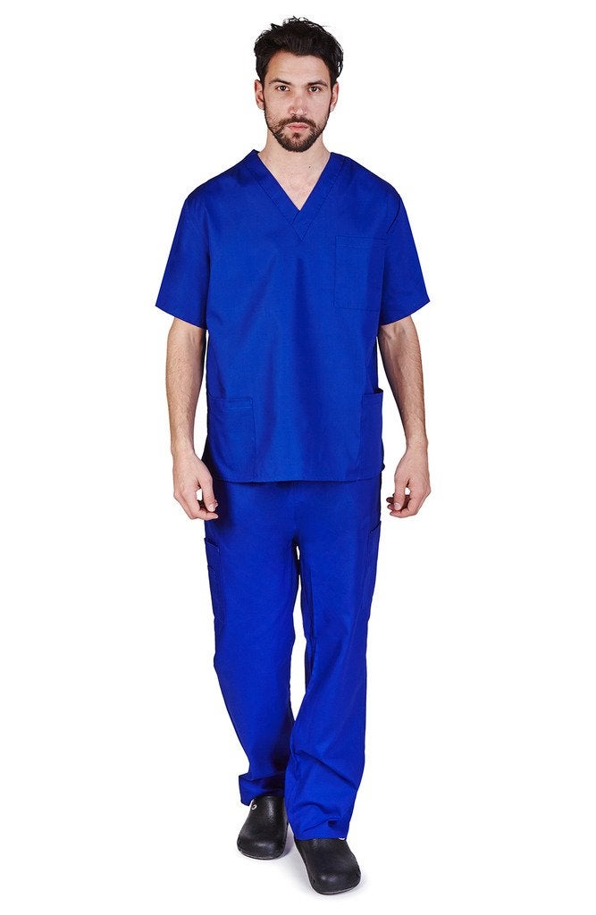 Natural Uniforms Comfortable Fit Men's Workwear Uniform 8 Pocket Top and Pant Set XL Dark Royal Blue - Image 1