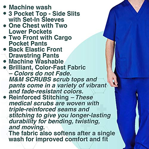 Natural Uniforms Comfortable Fit Men's Workwear Uniform 8 Pocket Top and Pant Set XL Dark Royal Blue - Image 4