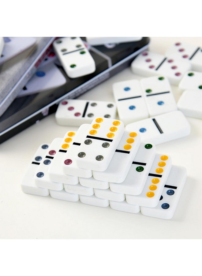 VGRASSP Double Six Color Dot Design Dominos for Kids - Set of 28 - Comes with a Metal Tin Case - Image 2
