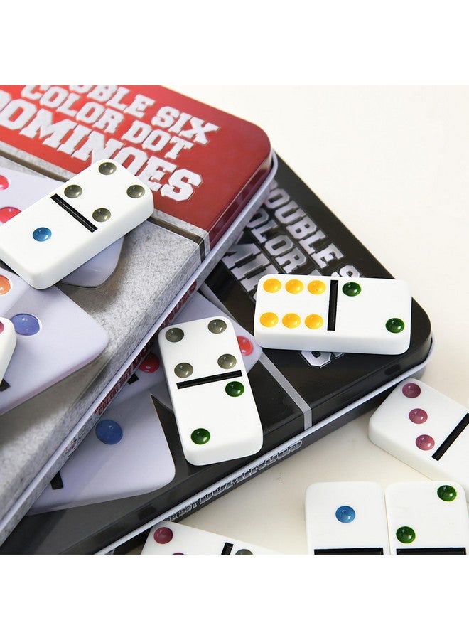 VGRASSP Double Six Color Dot Design Dominos for Kids - Set of 28 - Comes with a Metal Tin Case - Image 5