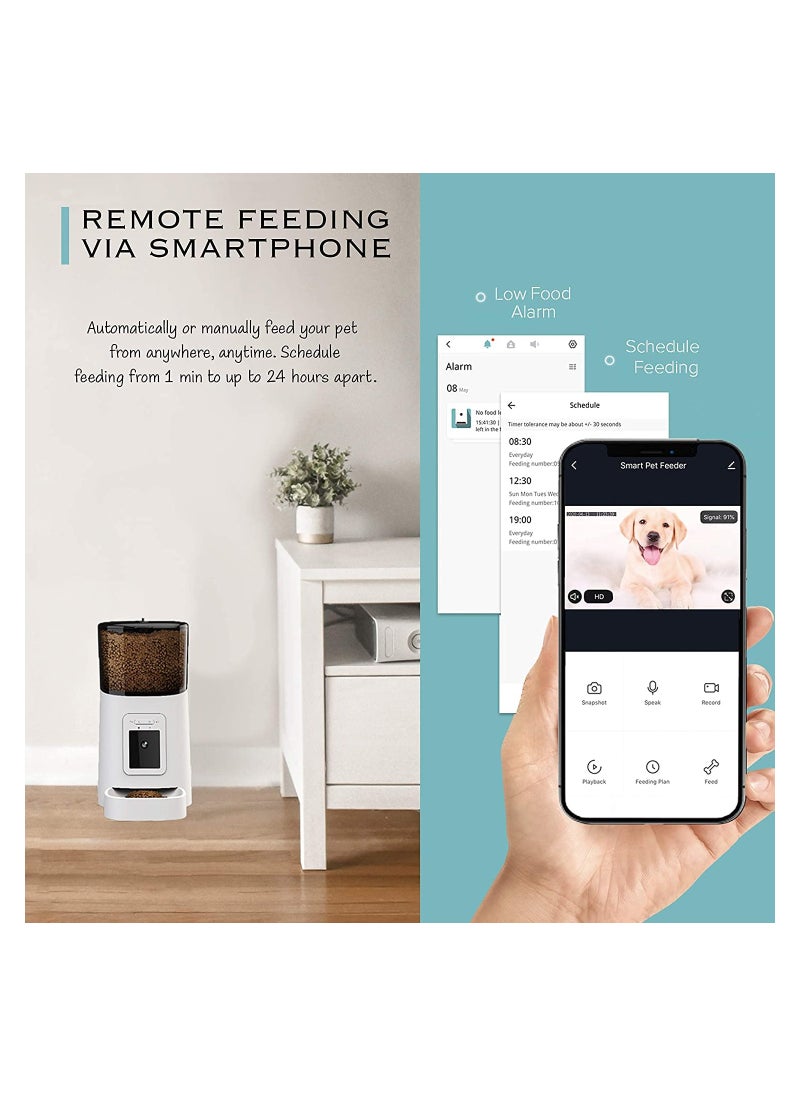 SYOSI - 6L Automatic Feeder for Cats and Dogs, Wi-Fi Smart Pet Feeder Voice Recorder Pet Feeder Portion Control Cat Feeder App-Controlled Feeder Scheduled Pet Feeder Smart Feeder Up to 15 Meals per Day - Image 1