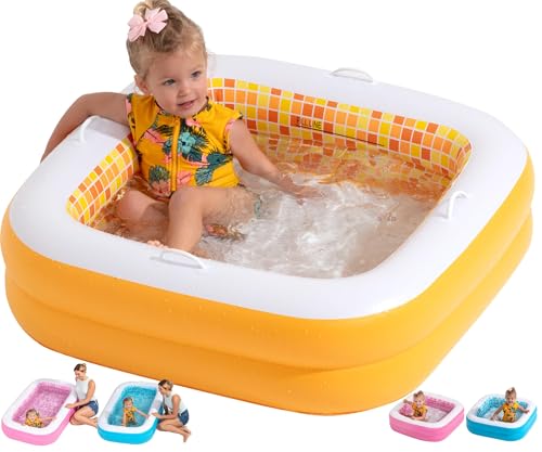 GRIP A POOL 3in1 Inflatable Baby Pool Bathtub Ball Pit for Toddlers 13 Patented Safety Secure Grip Handles Soft Floor Drain Summer Water Toys First Birthday Gifts Kiddie Pool for Ages 1 2 3 34x10 - Image 1
