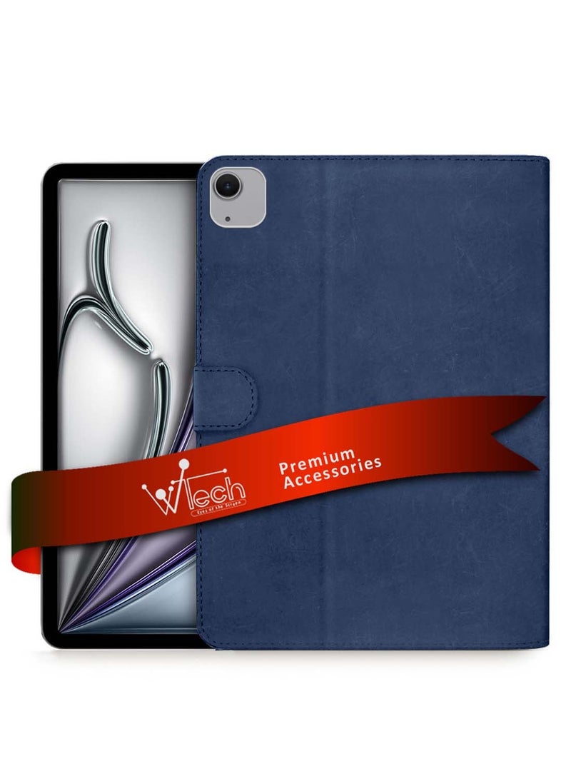 Wtech PU Leather Magnetic Closure Flip Case Cover For Apple iPad Air 11 (iPad Air 6) 5G 2024 6th Generation 11 Inch Navy Blue - Image 1