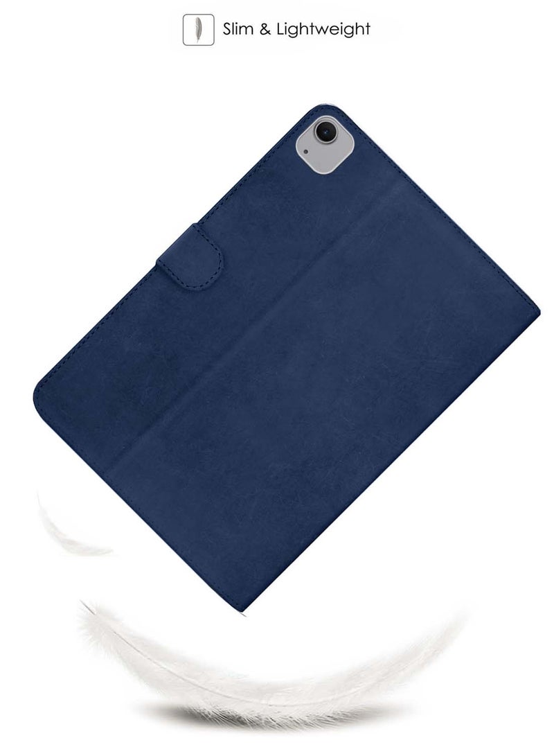 Wtech PU Leather Magnetic Closure Flip Case Cover For Apple iPad Air 11 (iPad Air 6) 5G 2024 6th Generation 11 Inch Navy Blue - Image 3