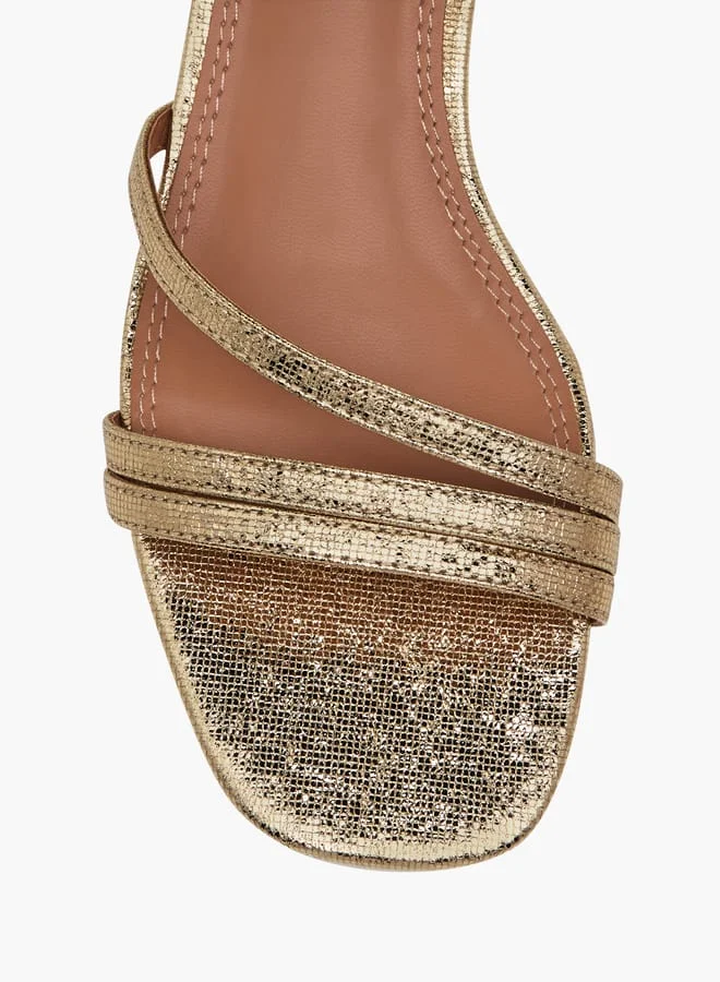 Celeste Women's Textured Sandals with Block Heels and Buckle Closure