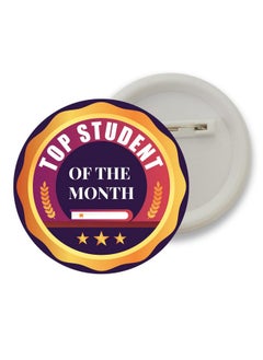D2c D2C Badges of Top Student of the Month Round Shape Badge For Students Colleges classes Tution batches for Bags, Backpack, Size-58mm Multicolor Pack of 25 